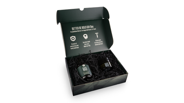 Geschenkbox für glückliche Glatzen Glatzenpflege BetterBeBold