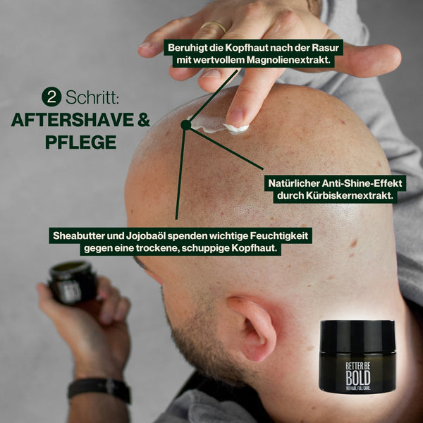 NO HAIR. FULL CARE. BALD CREAM. Glatzenpflege BetterBeBold   