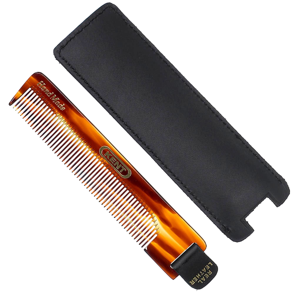 Taschenkamm handgefertigt mit Leder Etui 112mm Kamm Kent Combs   
